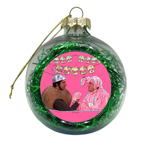 Bunny vs. Doodie - xmas bauble by Beverley Rae