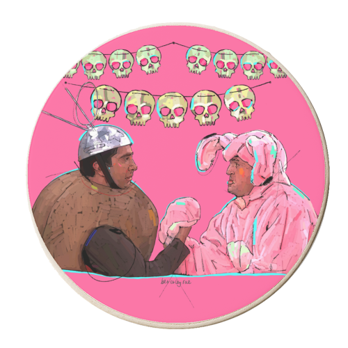 Bunny vs. Doodie - personalised beer coaster by Beverley Rae