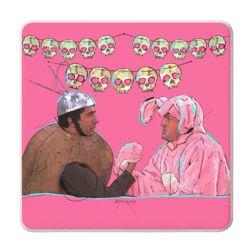 Bunny vs. Doodie - personalised beer coaster by Beverley Rae