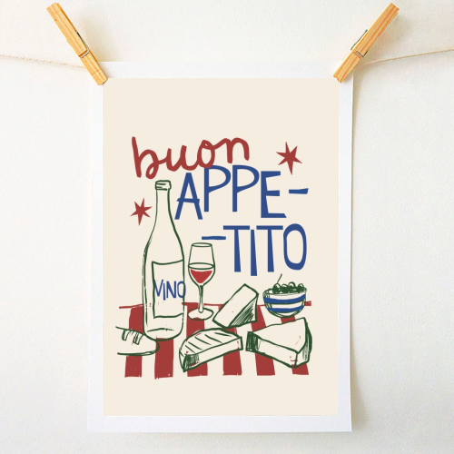 Buon Appetito gift - A1 - A4 art print by Giddy Kipper