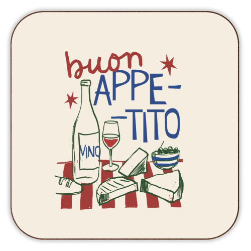 Buon Appetito gift - personalised beer coaster by Giddy Kipper