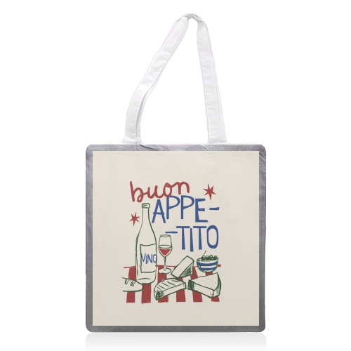 Buon Appetito gift - printed canvas tote bag by Giddy Kipper