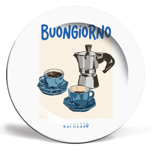 Buongiorno Espresso - ceramic dinner plate by EZbie