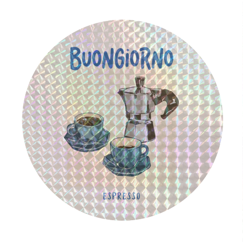 Buongiorno Espresso - Circle Sticker by EZbie
