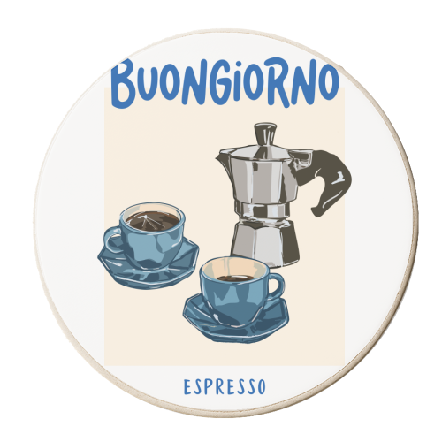 Buongiorno Espresso - personalised beer coaster by EZbie