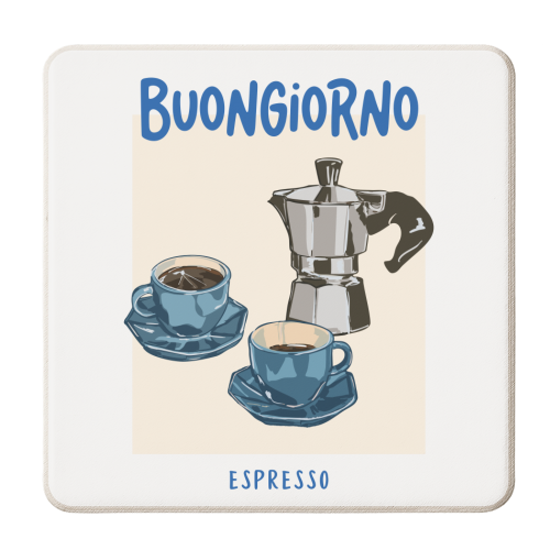 Buongiorno Espresso - personalised beer coaster by EZbie