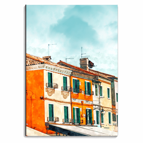 Burano Island | Colorful Patel Architecture Building | Watercolor Travel Painting - personalised A4, A5, A6 notebook by Uma Prabhakar Gokhale