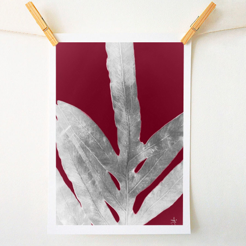 Burgundy Wine Fern - A1 - A4 art print by Alicia Noelle Jones