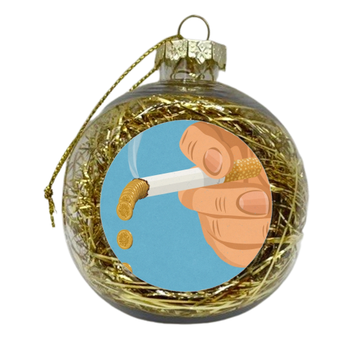 burning money - xmas bauble by John Holcroft