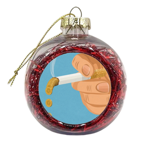 burning money - xmas bauble by John Holcroft