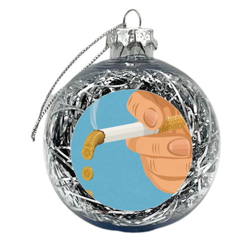 burning money - xmas bauble by John Holcroft