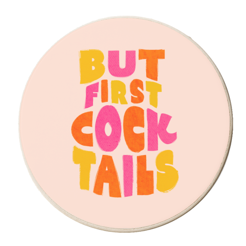 But First Cocktails - personalised beer coaster by Ania Wieclaw