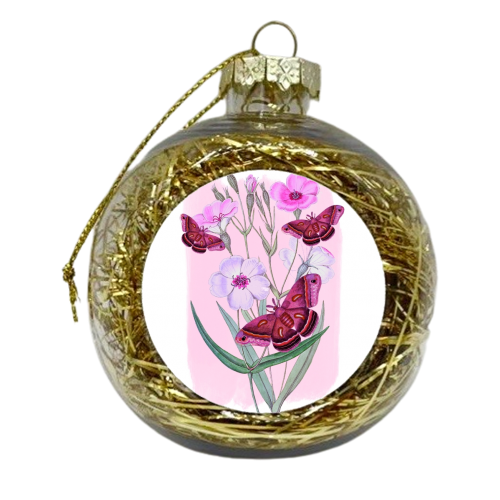 Butterflies and  Pastel Flowers - xmas bauble by Eloise