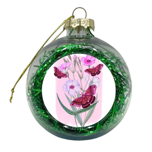 Butterflies and  Pastel Flowers - xmas bauble by Eloise