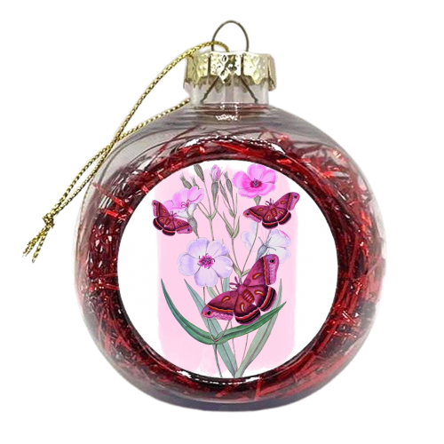 Butterflies and  Pastel Flowers - xmas bauble by Eloise