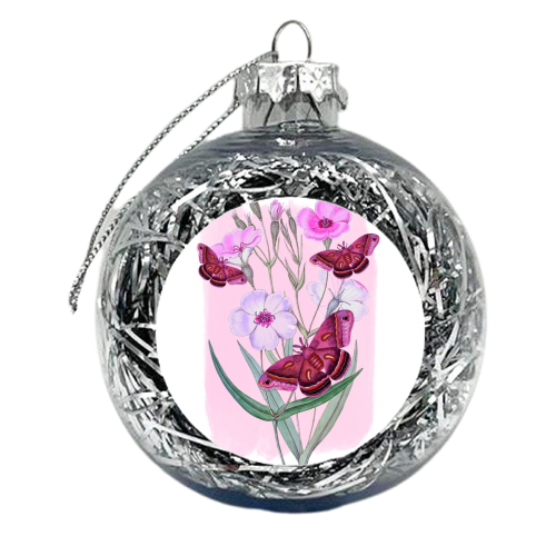 Butterflies and  Pastel Flowers - xmas bauble by Eloise