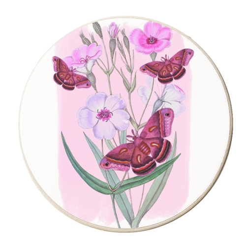 Butterflies and  Pastel Flowers - personalised beer coaster by Eloise