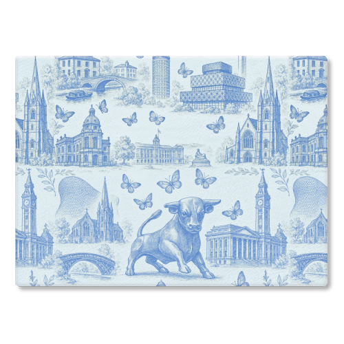 Butterfly Birmingham Toile - glass chopping board by Lilly Rose