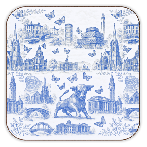 Butterfly Birmingham Toile - personalised beer coaster by Lilly Rose