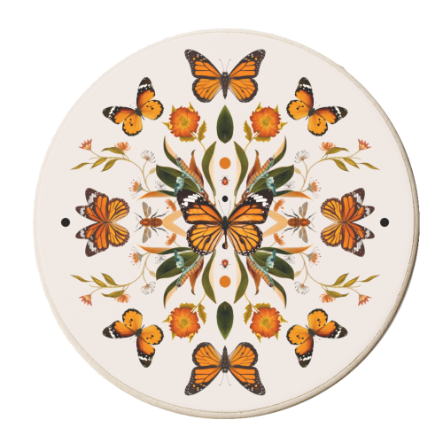 Butterfly dance - personalised beer coaster by Larissa Grace