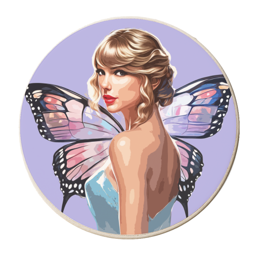 Butterfly Fairy Tay - personalised beer coaster by DOLLY WOLFE