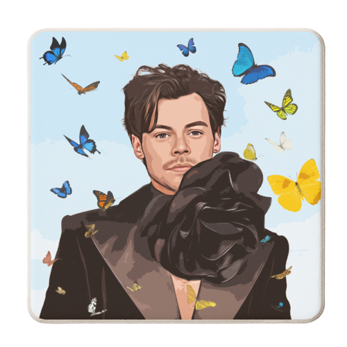 BUTTERFLY HARRY - personalised beer coaster by DOLLY WOLFE