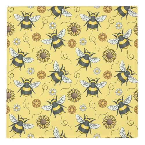 Buzzin' Bees Pattern - personalised beer coaster by Amy Farmer