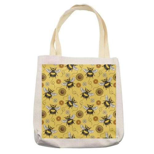 Buzzin' Bees Pattern - printed canvas tote bag by Amy Farmer