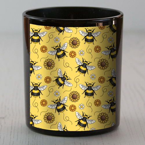 Buzzin' Bees Pattern - scented candle by Amy Farmer