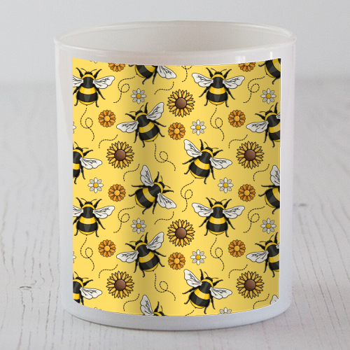 Buzzin' Bees Pattern - scented candle by Amy Farmer