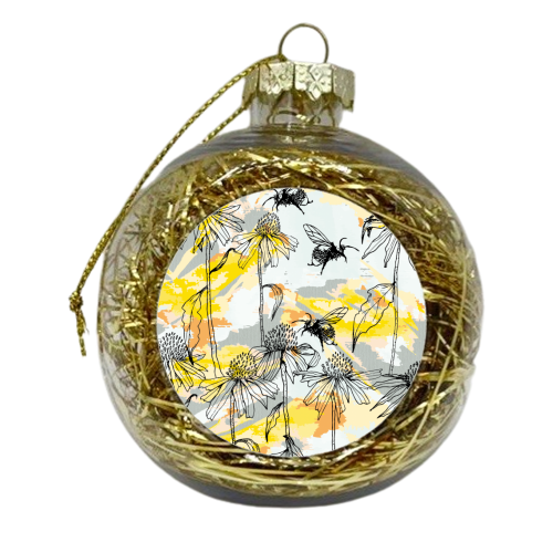 Buzzing bees - orange - xmas bauble by Michelle Walker