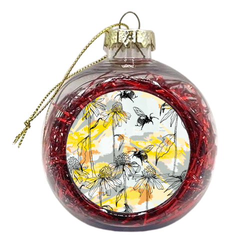 Buzzing bees - orange - xmas bauble by Michelle Walker