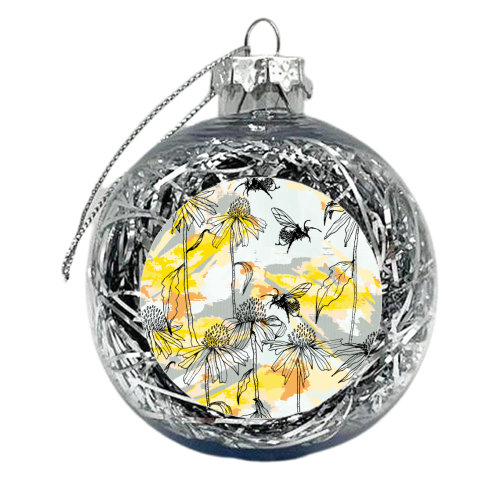 Buzzing bees - orange - xmas bauble by Michelle Walker