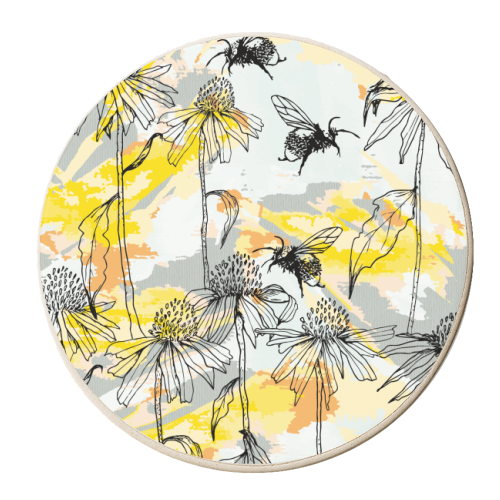 Buzzing bees - orange - personalised beer coaster by Michelle Walker