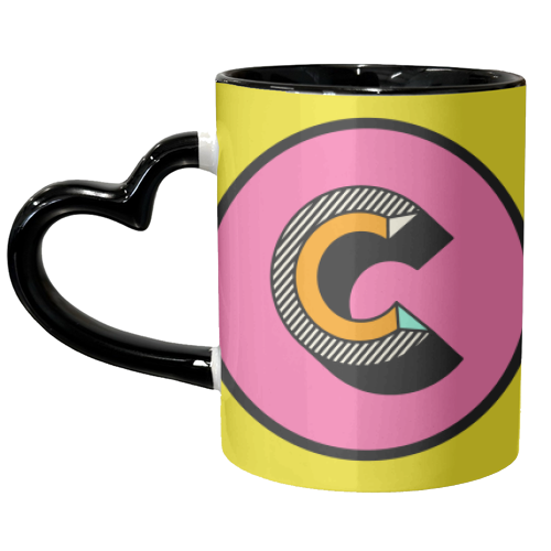 C - Bright Colourful Block Letter Initial Design - unique mug by AbiGoLucky