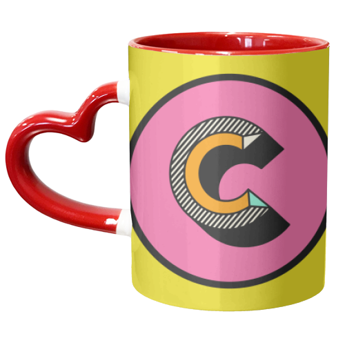 C - Bright Colourful Block Letter Initial Design - unique mug by AbiGoLucky