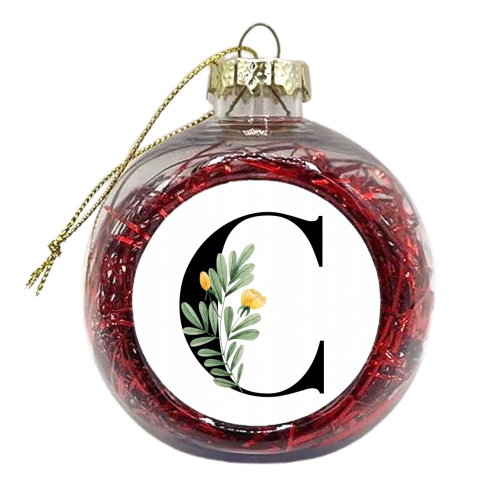 C Floral Letter Initial - xmas bauble by Toni Scott