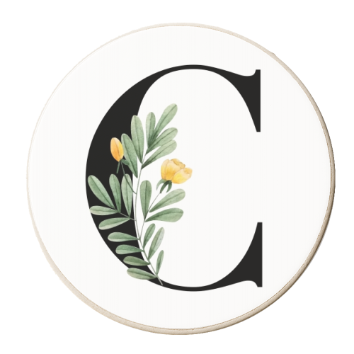 C Floral Letter Initial - personalised beer coaster by Toni Scott