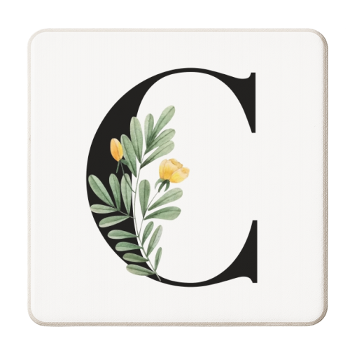 C Floral Letter Initial - personalised beer coaster by Toni Scott