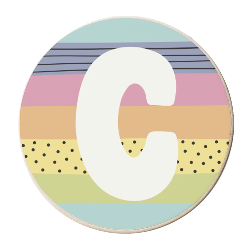 C - Personalised rainbow colours letter - personalised beer coaster by Giddy Kipper