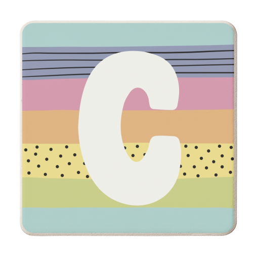 C - Personalised rainbow colours letter - personalised beer coaster by Giddy Kipper