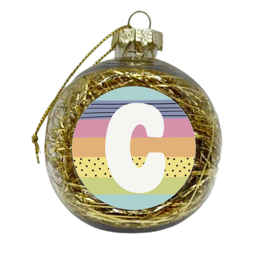 C - Personalised rainbow colours letter - xmas bauble by Giddy Kipper