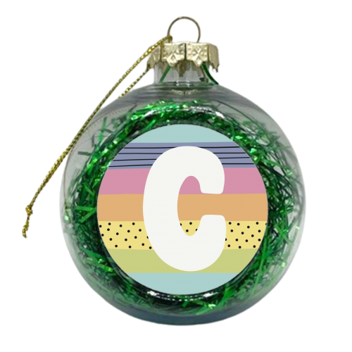 C - Personalised rainbow colours letter - xmas bauble by Giddy Kipper