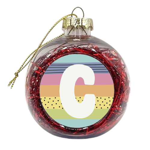C - Personalised rainbow colours letter - xmas bauble by Giddy Kipper