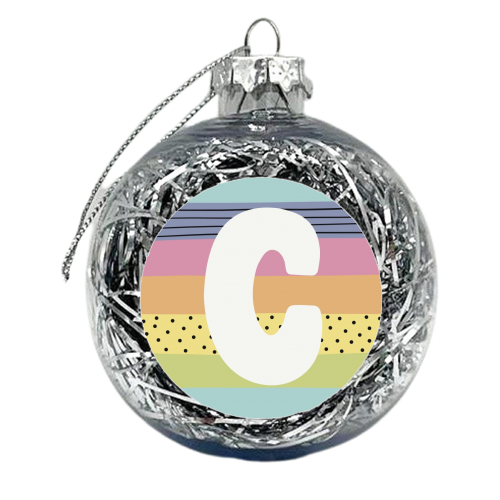 C - Personalised rainbow colours letter - xmas bauble by Giddy Kipper