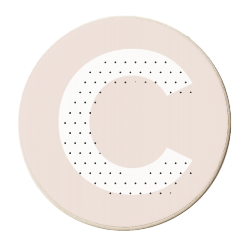 C Polka Dot Initial - personalised beer coaster by Toni Scott