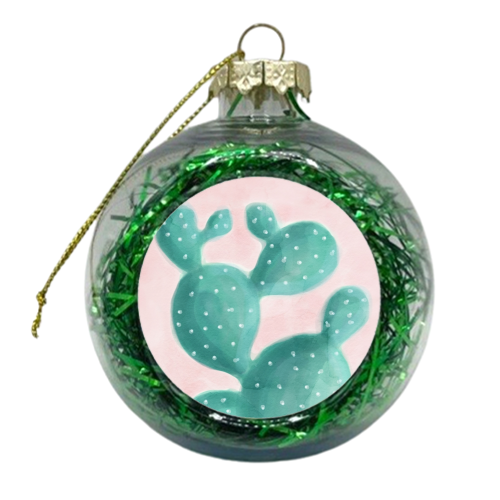 Cactus on Pink - xmas bauble by EMANUELA CARRATONI