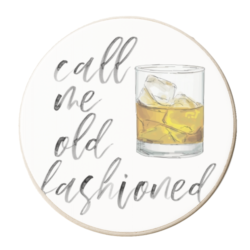 Call Me Old Fashioned Watercolor Script - personalised beer coaster by Toni Scott