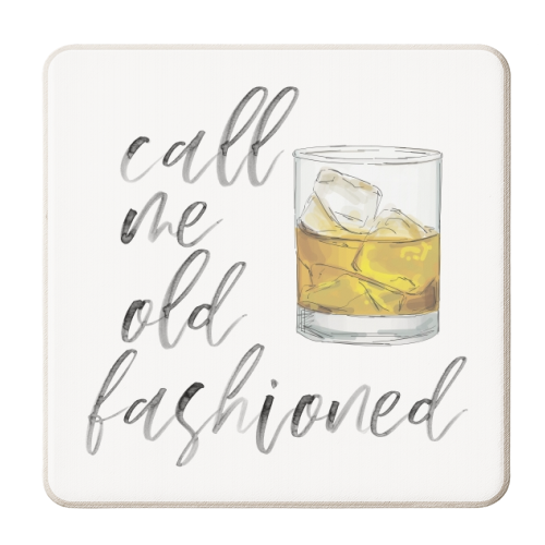 Call Me Old Fashioned Watercolor Script - personalised beer coaster by Toni Scott