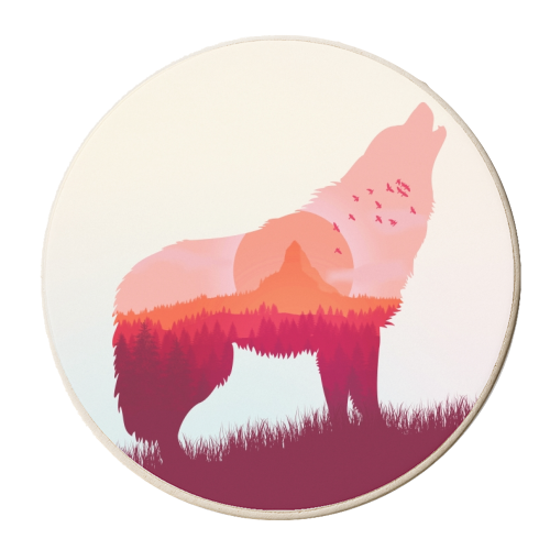 Call Of The Wild / Howling Wolf - personalised beer coaster by InspiredImages